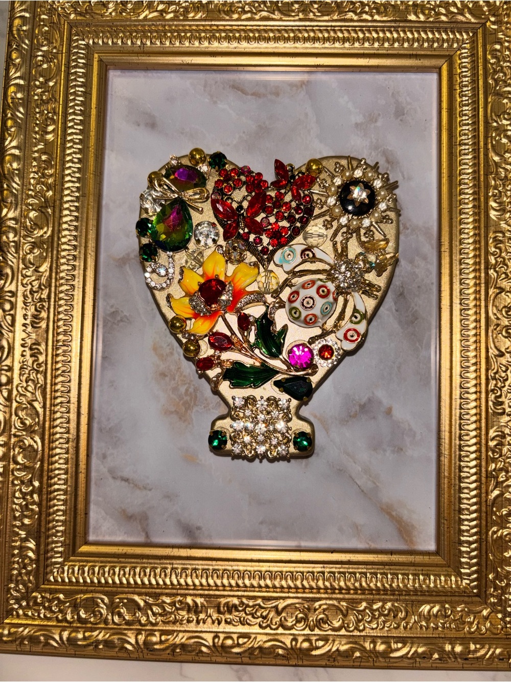 Embellished Heart Jewelry Art Picture - Multicolor Jewels